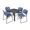 Kee/Zeng Square Gray Table/4 Blue Chairs, Square, 36", 36" W, 29" H, Gray TB3636GYBPBK44BE - alternate 1